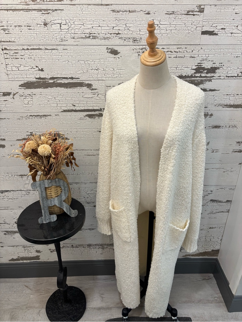 SKIMS Cream Teddy Longline Open Front Cardigan